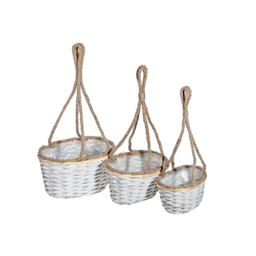 MAISON CONCEPTS INC  3PC Hanging Wicker Planter (Oval) In White
