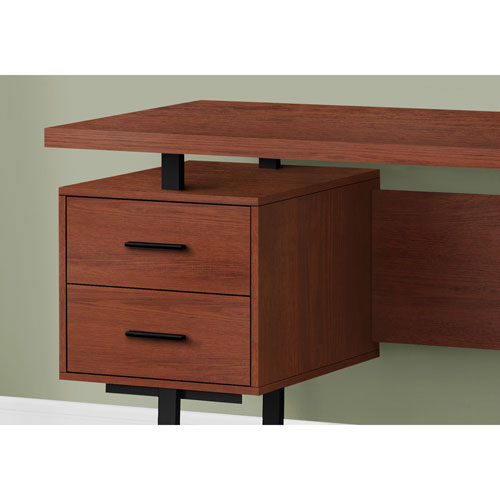 Bureau d'ordinateur flottant avec 3 tiroirs de 60 po de largeur de Monarch - Cerisier