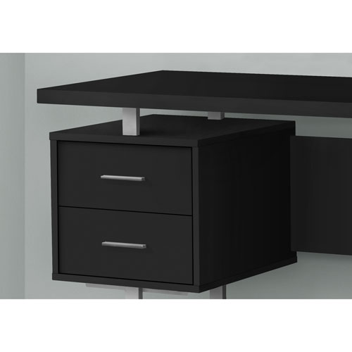 Monarch Floating 60"W Computer Desk with 3 Drawers - Black