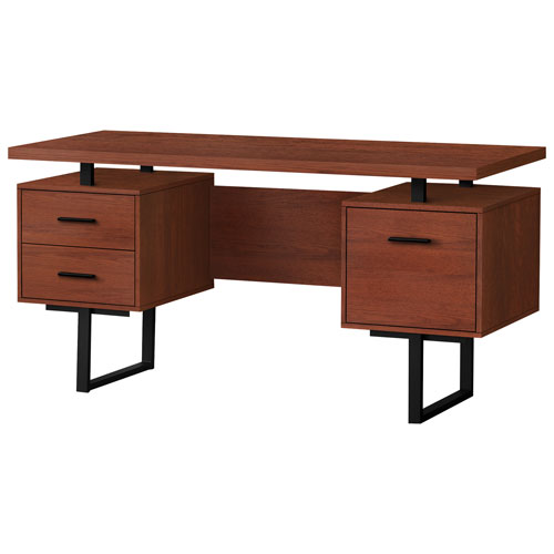 Monarch Floating 60"W Computer Desk with 3 Drawers - Taupe