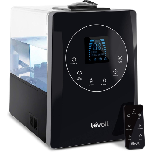 Levoit Air Humidifiers, 6L Warm and Cool Mist Ultrasonic Humidifier for Bedroom/Plants; Remote/Touch Control