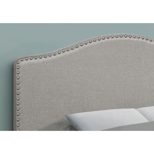 Monarch Specialties I 6013F Bed - Full Size / Grey Linen Headboard Only