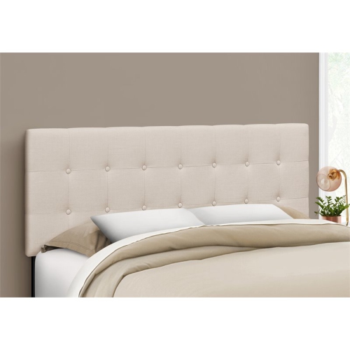 Monarch Specialties I 6004Q Lit - Queen / Tête De Lit Seulement Tissus Beige