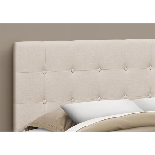 Monarch Specialties I 6004Q Lit - Queen / Tête De Lit Seulement Tissus Beige