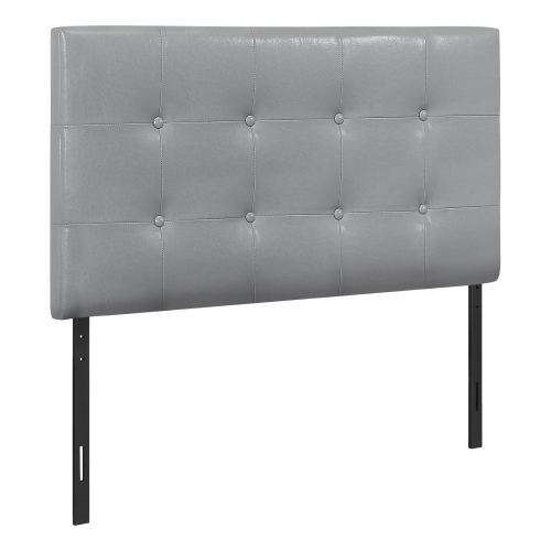 Monarch Specialties I 6001T Bed - Twin Size / Grey Leather-look Headboard Only