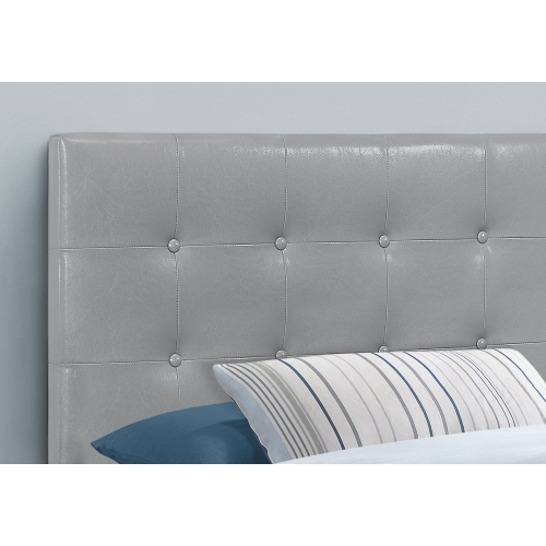Monarch Specialties I 6001T Bed - Twin Size / Grey Leather-look Headboard Only