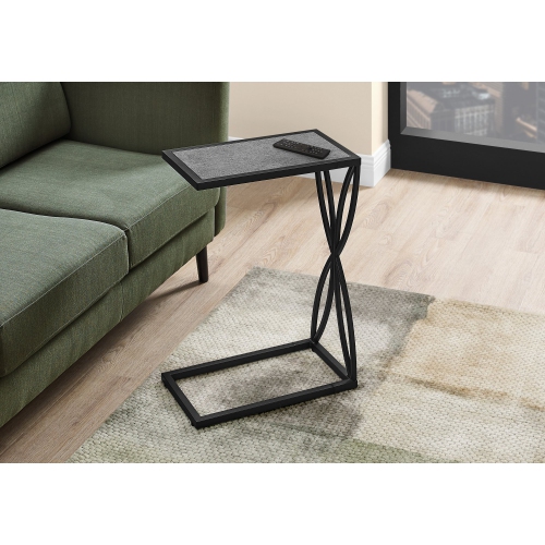 MONARCH  Specialties I 3305 Accent Table - 25" High / Grey Stone-Look / Metal In Black