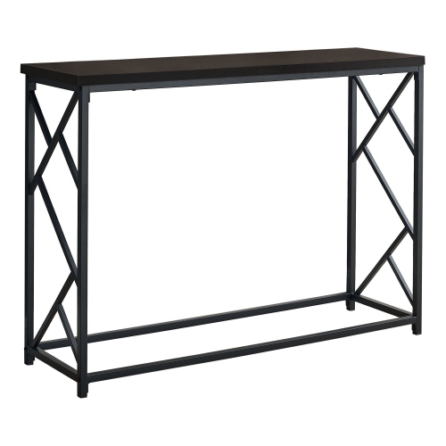Monarch Specialties I 3534 Accent Table - 44" Long / Espresso / Black Metal Hall Console