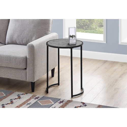 MONARCH  Specialties I 2206 Accent Table - 24" High / Grey Stone-Look / Metal In Black