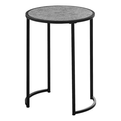 Monarch Specialties I 2206 Accent Table - 24" High / Grey Stone-look / Black Metal