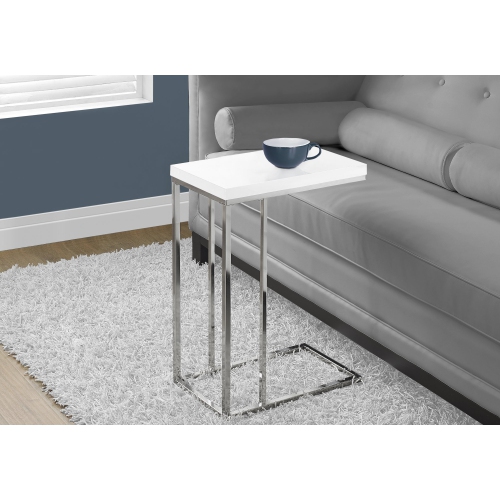 Monarch Specialties I 3008 Accent Table Glossy White With Chrome