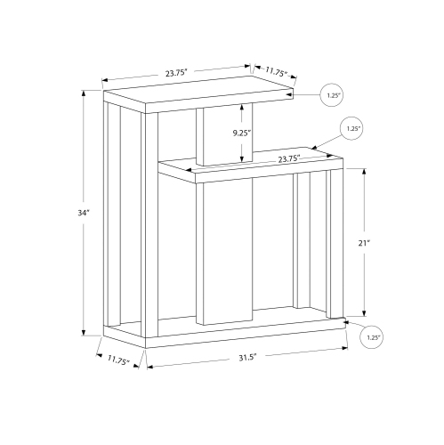 Monarch Specialties I 2472 Accent Table - 32" Long / Dark Taupe Hall Console