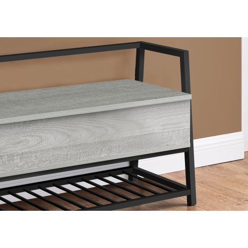 Monarch Specialties I 4500 Banc - 42" de Long / Rangement Gris / Métal Noir