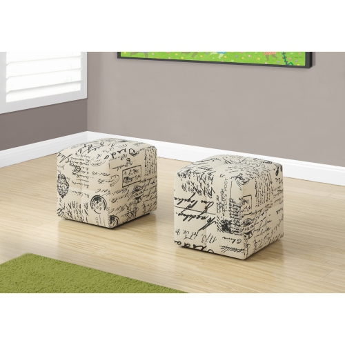 MONARCH  Specialties I 8162 Ottoman - 2PCs Set / Juvenile / Vintage French Fabric