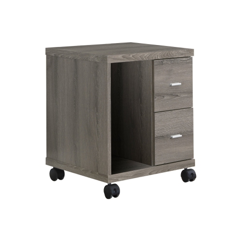 Monarch Specialties I 7056 Office Cabinet - Dark Taupe With 2 Drawers On Castors
