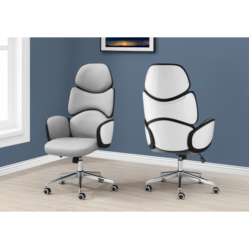 Monarch Specialties I 7322 Office Chair Grey Leatherlook / High Back