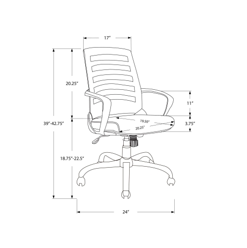 Monarch Specialties I 7225 Office Chair - White / Grey Mesh / Multi Position