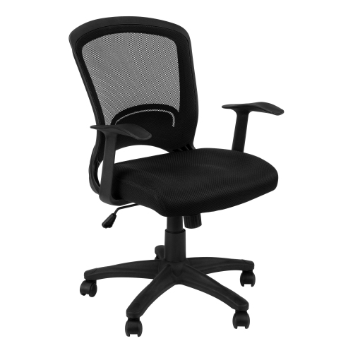 Monarch Specialties I 7265 Office Chair - Black Mesh Mid-back / Multi-position
