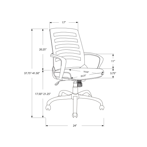 Monarch Specialties I 7224 Office Chair - Black / Black Mesh / Multi Position
