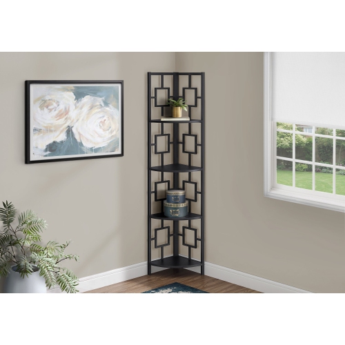 MONARCH  Specialties I 3610 Bookcase - 62" High / / Metal Corner Etagere In Black