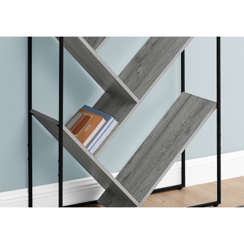 Monarch Specialties I 2200 Bookcase - 60" High / Grey / Black Metal