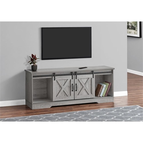 Monarch Specialties I 2747 Tv Stand - 60" Long / Grey With 2 Sliding Doors