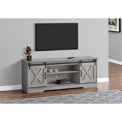 Monarch Specialties I 2747 Tv Stand - 60" Long / Grey With 2 Sliding Doors