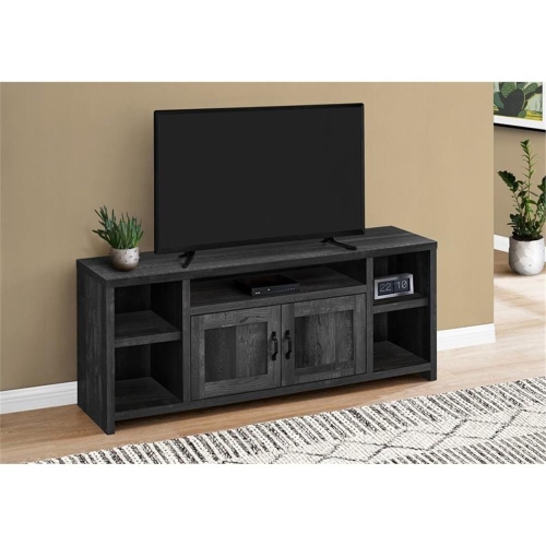 Monarch Specialties I 2743 Tv Stand - 60" Long / Black Reclaimed Wood-look