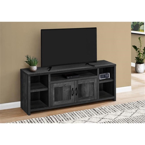 Monarch Specialties I 2743 Tv Stand - 60" Long / Black Reclaimed Wood-look