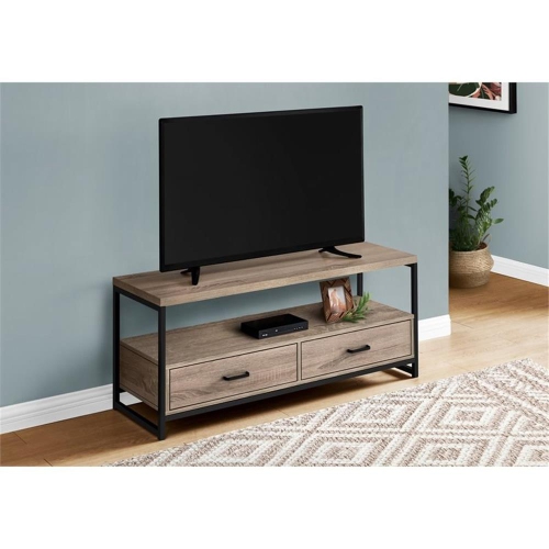 Monarch Specialties I 2872 Meuble Tv - 48" de Long / Taupe Foncé/ Métal Noir
