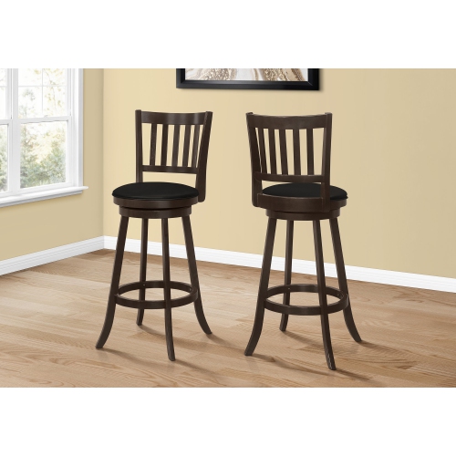 Monarch Specialties I 1236 Barstool - 2pcs / 44" High / Espresso / Swivel Bar Height