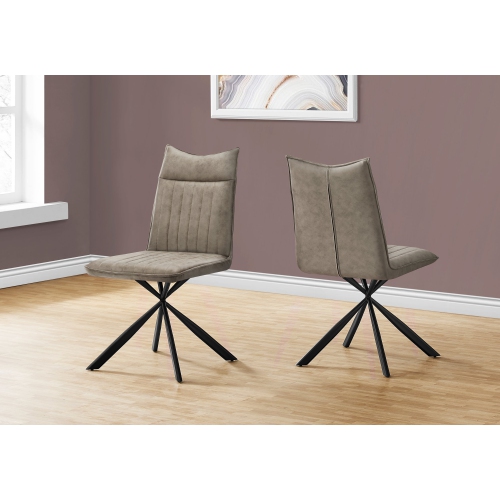 Image 1 of 5.. Monarch Specialties I 1216 Dining Chair - 2pcs / 36" High / Taupe Fabric / Black Metal