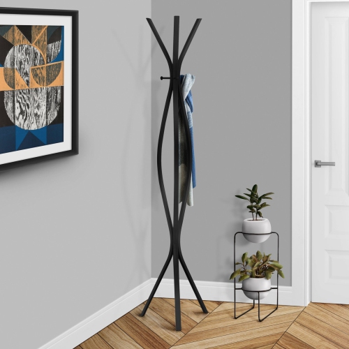 Monarch Specialties I 2051 Coat Rack - 72" High / Black Metal Contemporary Style