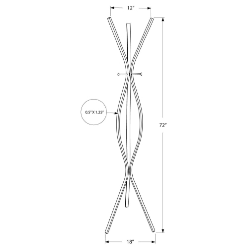 Monarch Specialties I 2051 Coat Rack - 72" High / Black Metal Contemporary Style