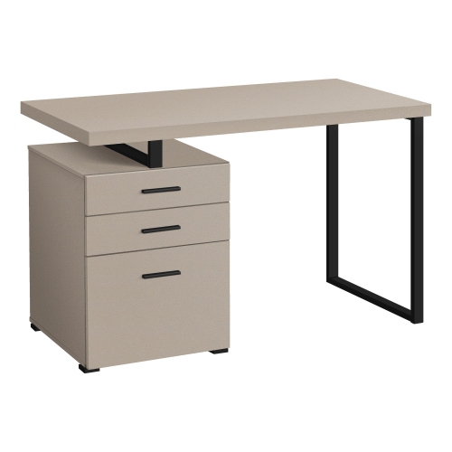 Monarch Specialties I 7644 Computer Desk - 48" Long / Modern Taupe / Black Metal / L/r
