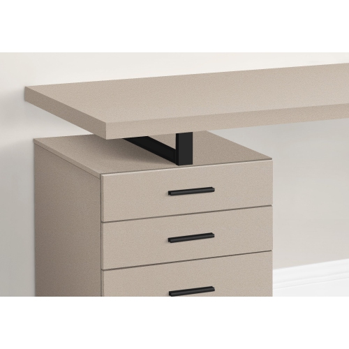 Monarch Specialties I 7644 Computer Desk - 48" Long / Modern Taupe / Black Metal / L/r