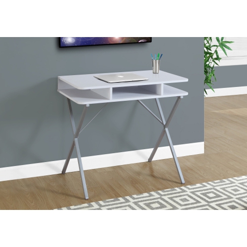 MONARCH  " Specialties I 7100 Computer Desk - 31"" Long / Top / Silver Metal" In White