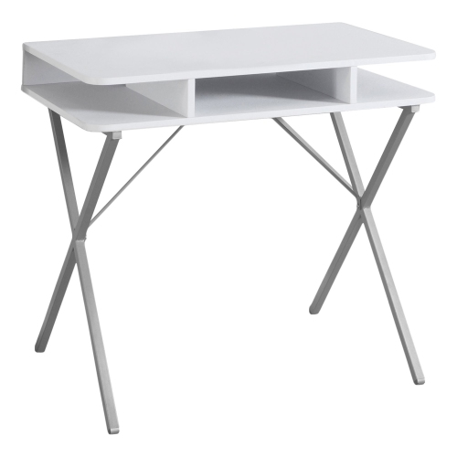 Monarch Specialties I 7100 Computer Desk - 31" Long / White Top / Silver Metal