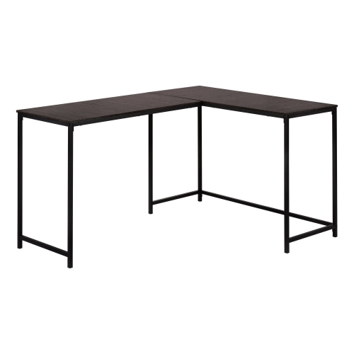 Monarch Specialties I 7390 Computer Desk - 58" Long / Espresso Top / Black Metal Corner