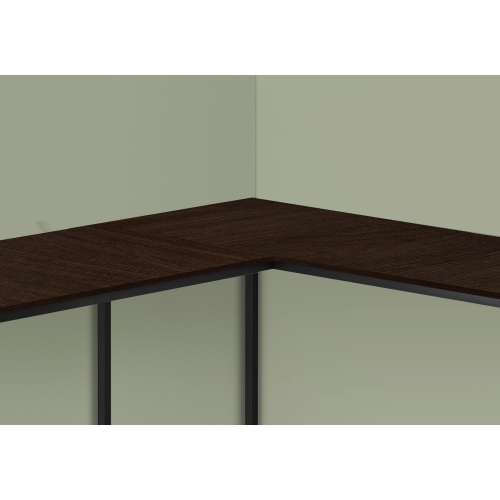 Monarch Specialties I 7390 Computer Desk - 58" Long / Espresso Top / Black Metal Corner