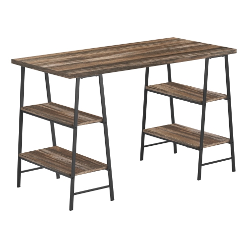 Monarch Specialties I 7525 Computer Desk - 48" Long / Brown Reclaimed Wood / Black Metal