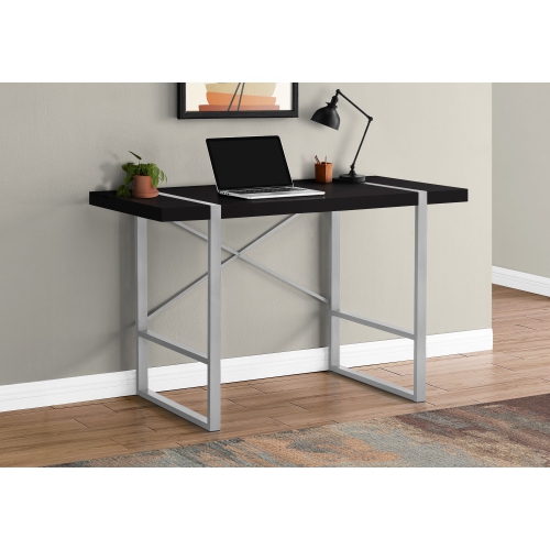 Monarch Specialties I 7664 Computer Desk - 48" Long / Black / Silver Metal