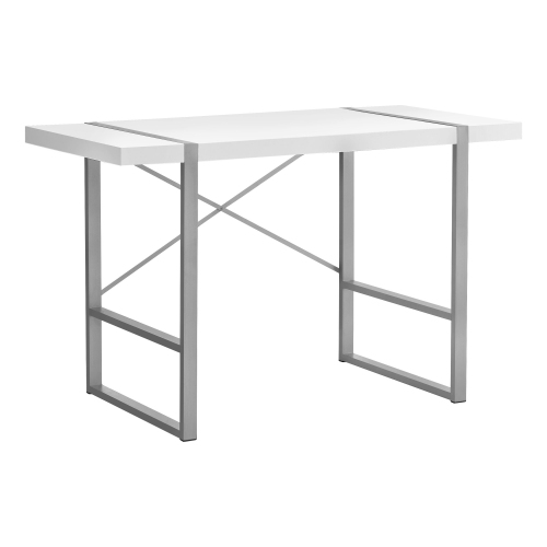 Monarch Specialties I 7663 Computer Desk - 48" Long / White / Silver Metal