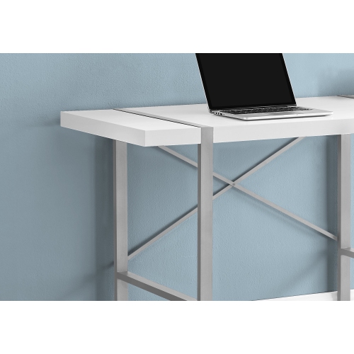 Monarch Specialties I 7663 Computer Desk - 48" Long / White / Silver Metal