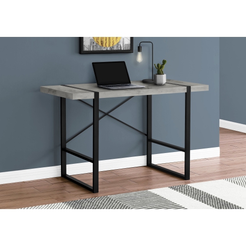 Monarch Specialties I 7661 Computer Desk - 48" Long / Grey Concrete-look / Black Metal