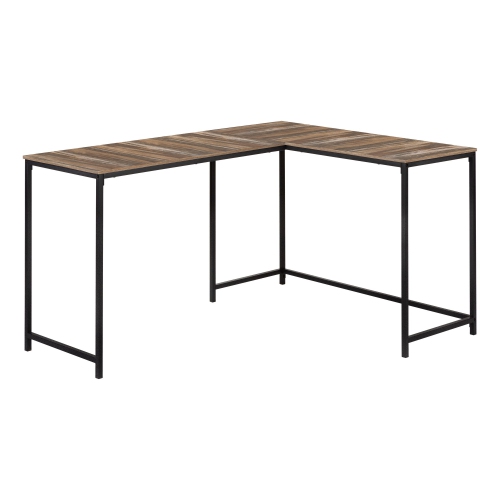Monarch Specialties I 7391 Computer Desk - 58" Long/ Brown Reclaimed/ Black Metal Corner