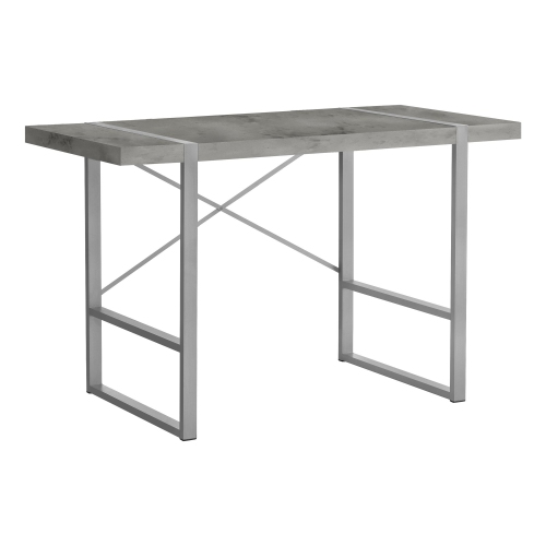 Monarch Specialties I 7662 Computer Desk - 48" Long / Grey Concrete-look / Silver Metal