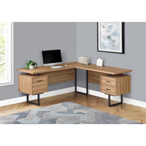 Monarch Specialties I 7612 Computer Desk - 70" Long / Reclaimed Wood / Black Metal / L/r