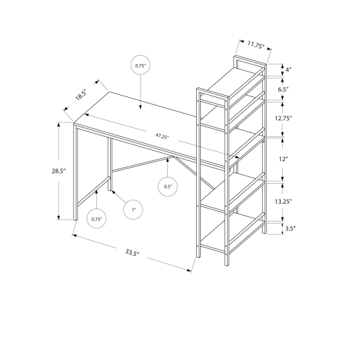 Monarch Specialties I 7166 Computer Desk - 48" Long / Espresso Top / Silver Metal