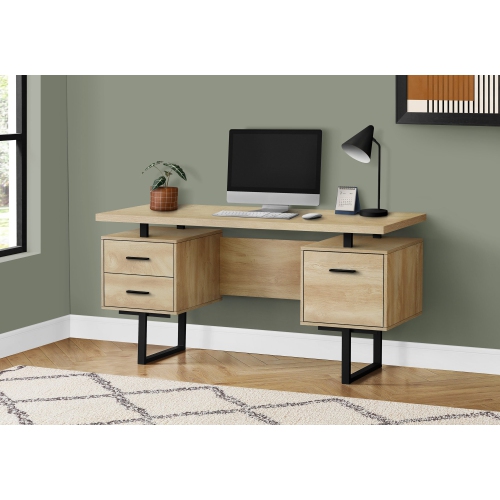 MONARCH  Specialties I 7628 Computer Desk - 60" Long / Natural / Metal In Black